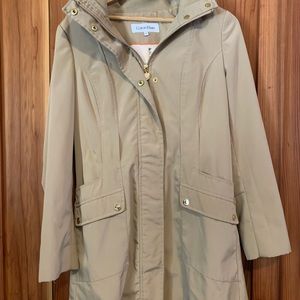 Calvin Klein Tan Long Coat water resistant xs